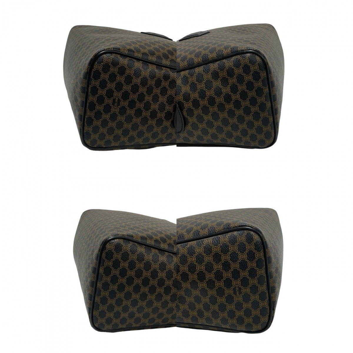 CELINE Handbag Leather, PVC black Macadam Blason Triomphe Pattern Women Used Authentic