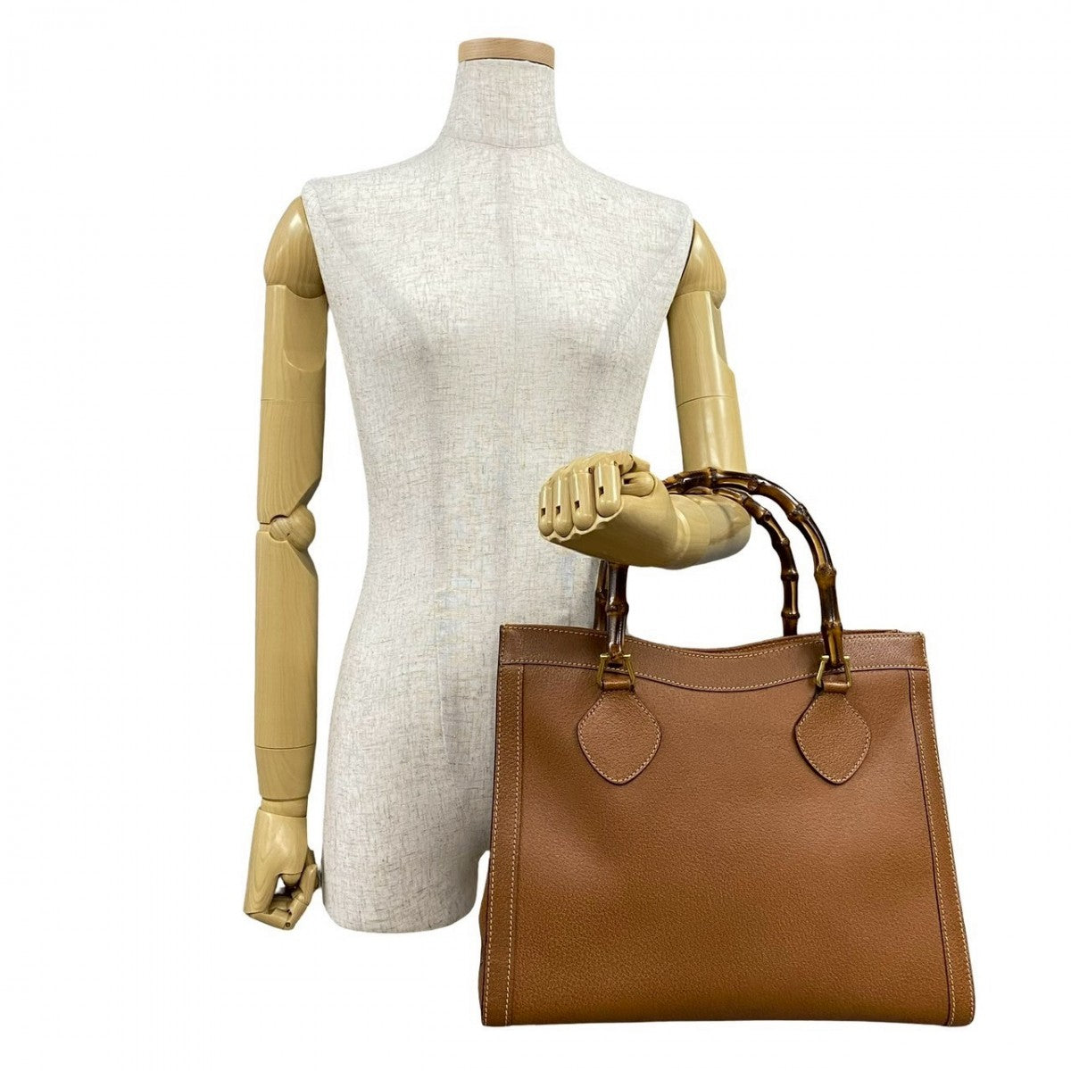 GUCCI Handbag leather Brown Bamboo