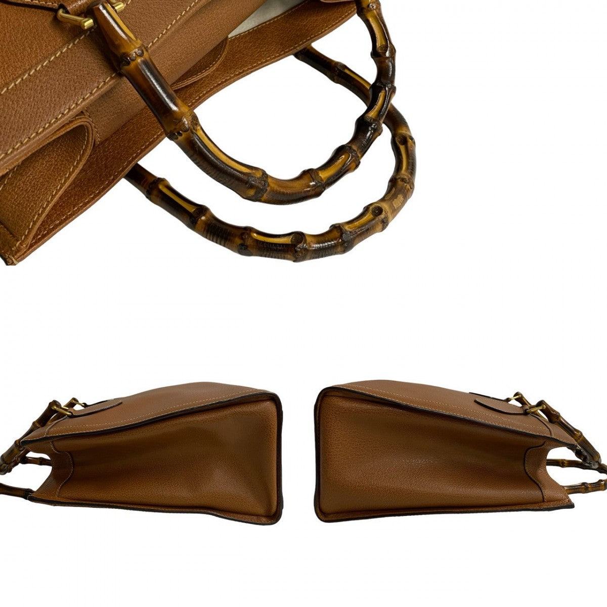 GUCCI Handbag leather Brown Bamboo