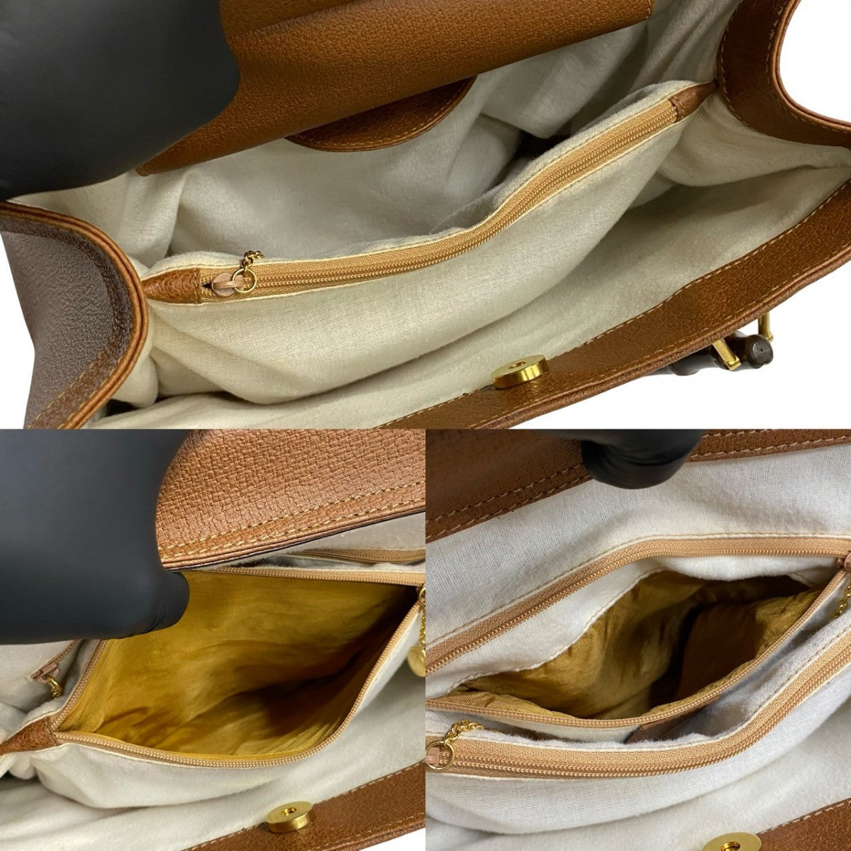 GUCCI Handbag leather Brown Bamboo