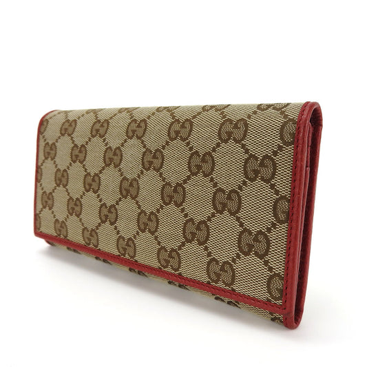 GUCCI Bifold Wallet 346058 GG canvas beige Women Used Authentic