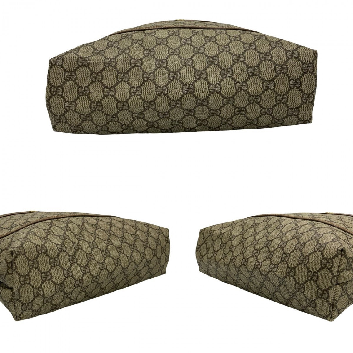 GUCCI Tote Bag leather Brown Shaley Line