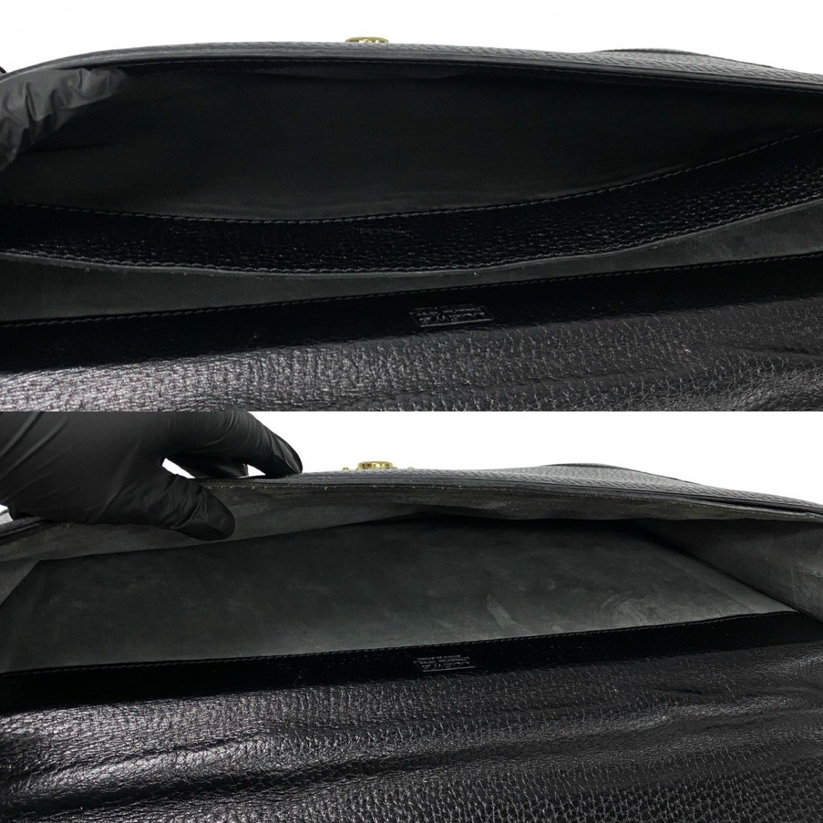 LOEWE Business bag leather black Anagram logo Metal mens Used Authentic