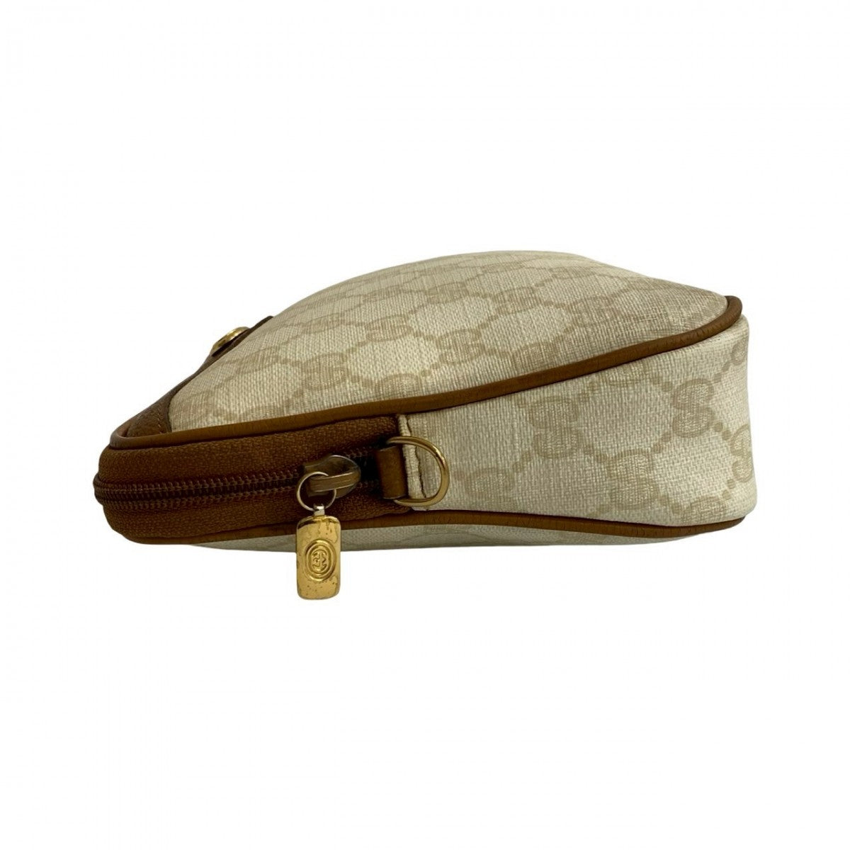 GUCCI Shoulder Bag Leather, PVC white GG logo Pattern Women Used Authentic
