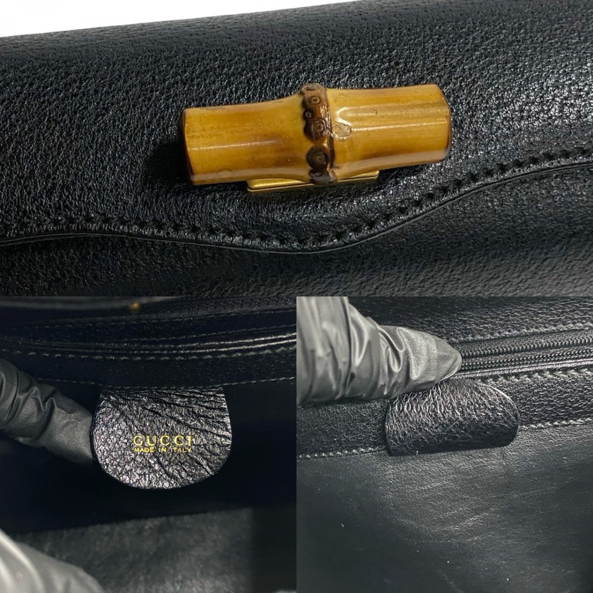 GUCCI Handbag leather black Bamboo