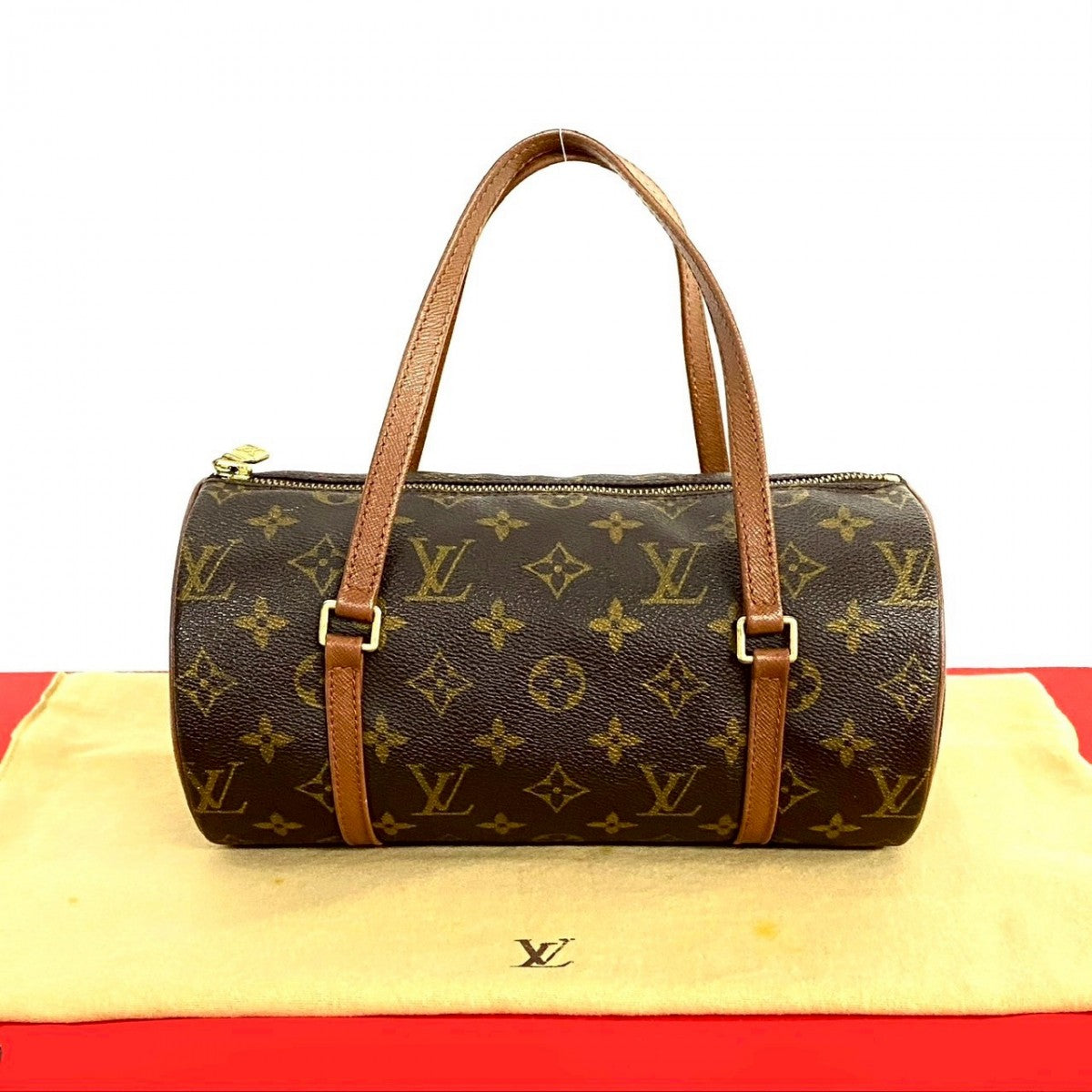 LOUIS VUITTON Handbag M51366 leather Brown Old and old Monogram Papillon26 Women Used Authentic