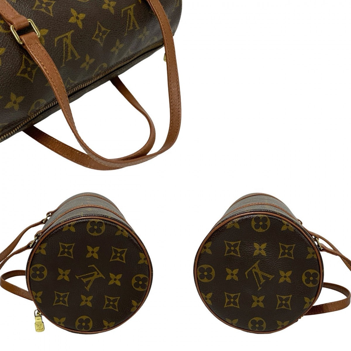 LOUIS VUITTON Handbag M51366 leather Brown Old and old Monogram Papillon26 Women Used Authentic