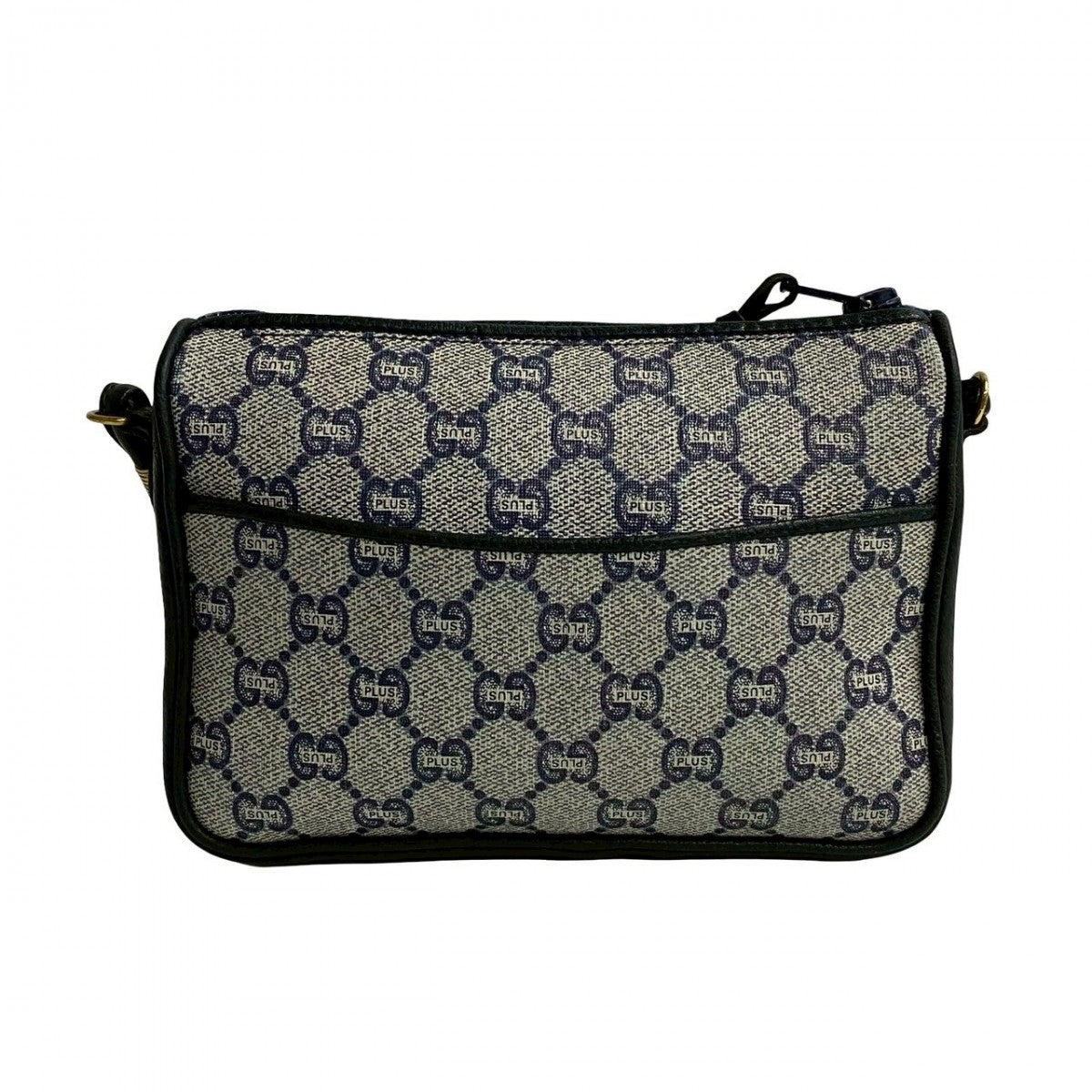GUCCI Shoulder Bag Leather, PVC Navy Gucci Plus logoMetal Women Used Authentic