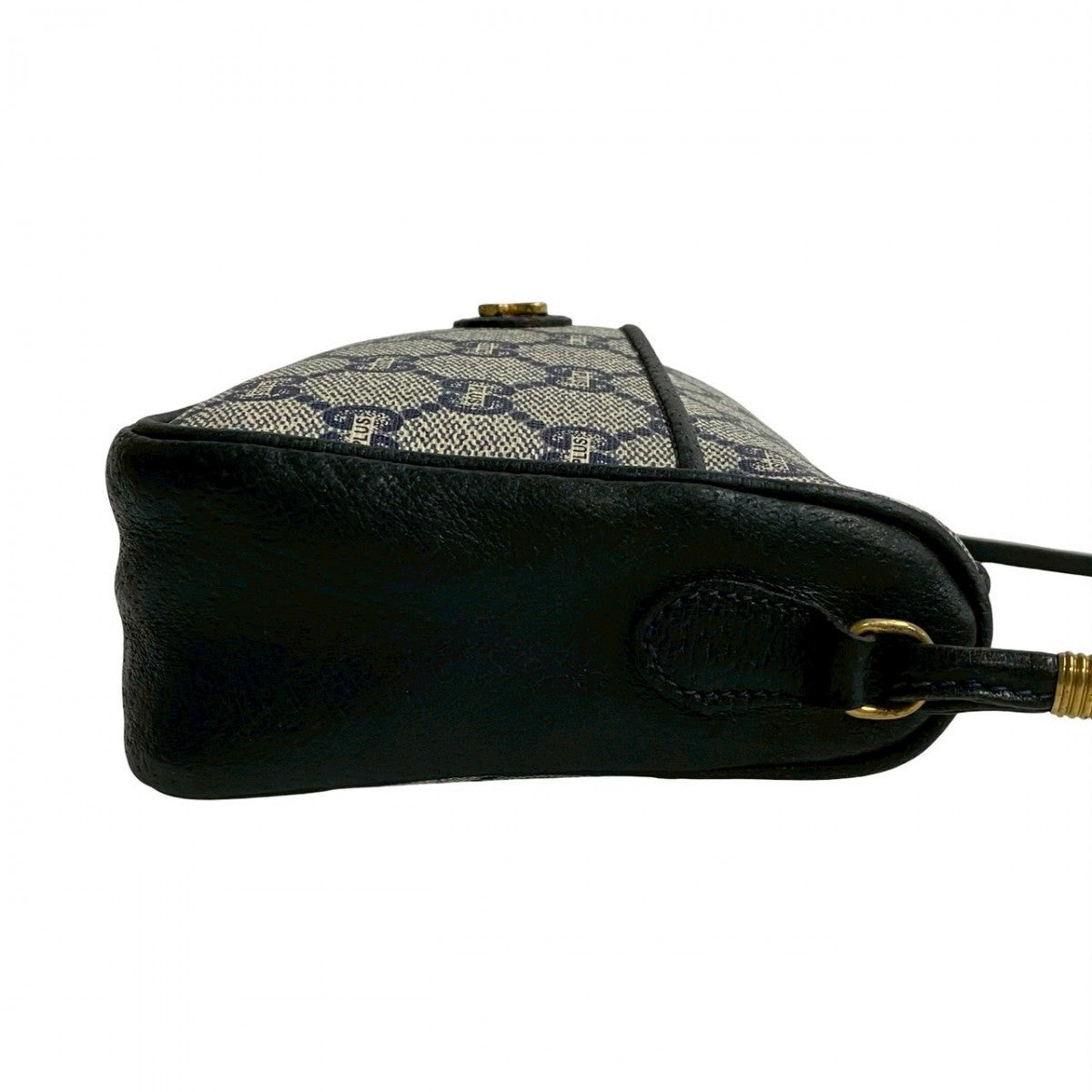 GUCCI Shoulder Bag Leather, PVC Navy Gucci Plus logoMetal Women Used Authentic