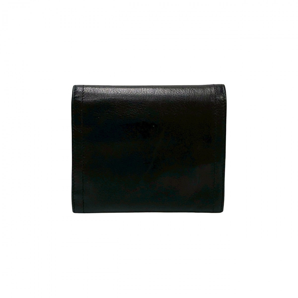 PRADA Tri-fold wallet leather black PRADA logo Metal mens Used Authentic