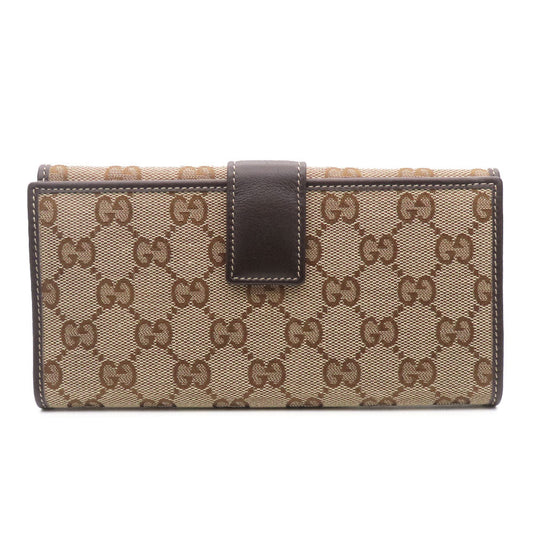 GUCCI Long Wallet Purse 245723 GG canvas, leather Brown Women Used Authentic