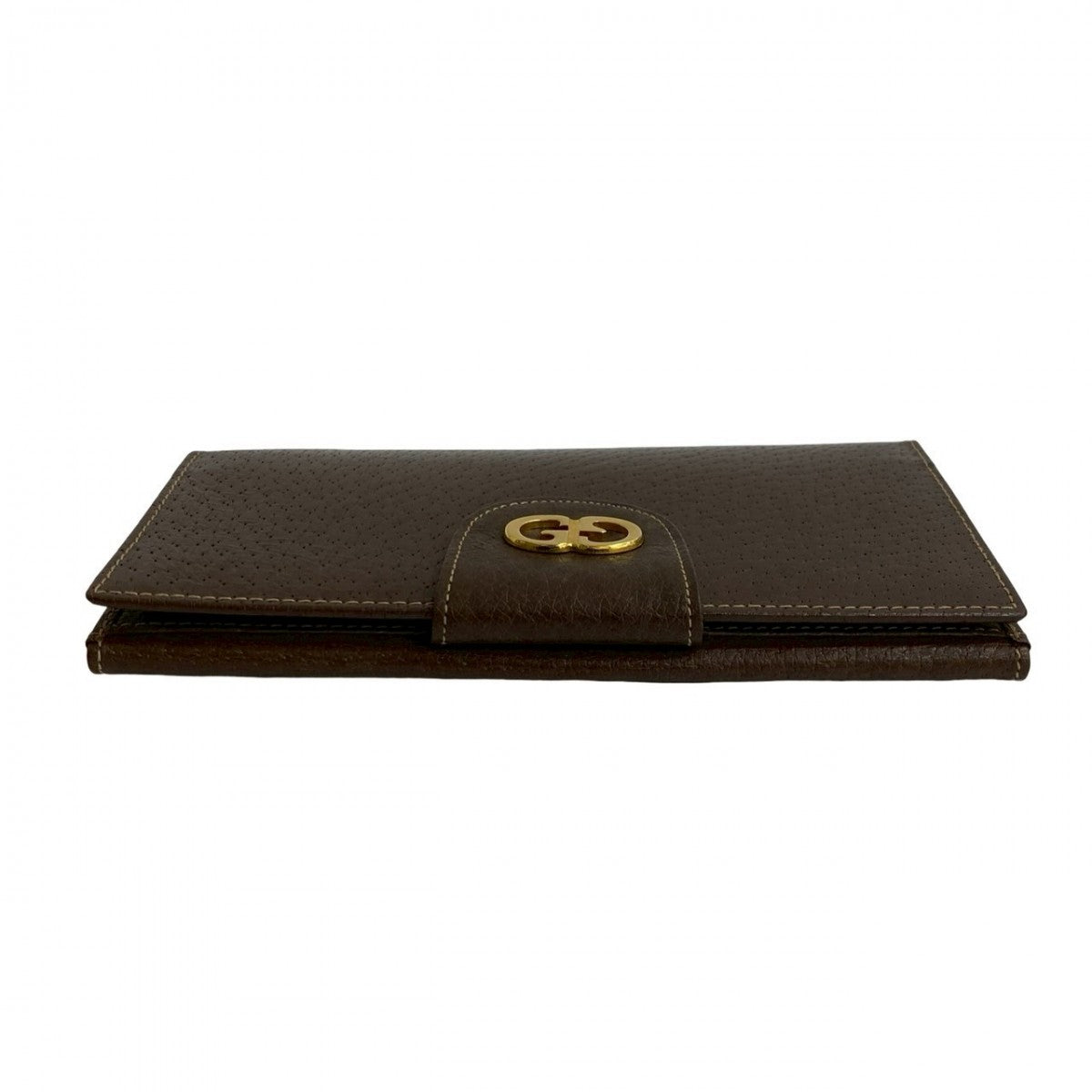 GUCCI Long Wallet Purse leather Brown GG logo Metal Women Used Authentic