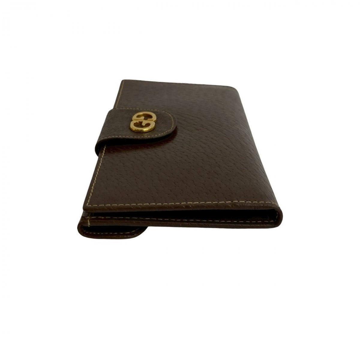 GUCCI Long Wallet Purse leather Brown GG logo Metal Women Used Authentic