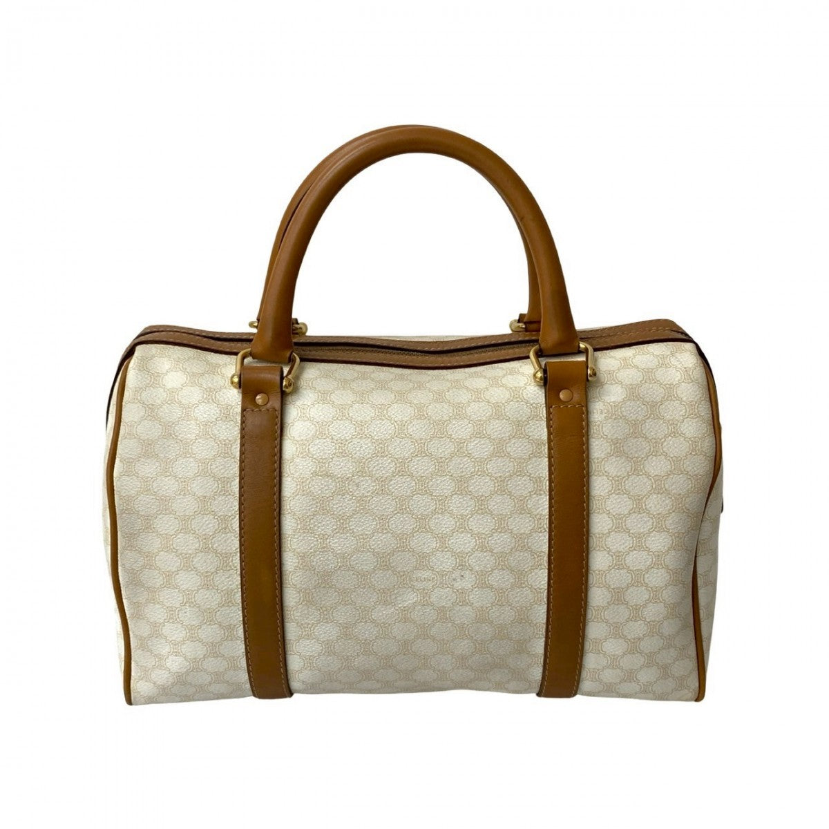 CELINE Handbag Leather, PVC white Macadam Blason Triomphe Pattern Women Used Authentic