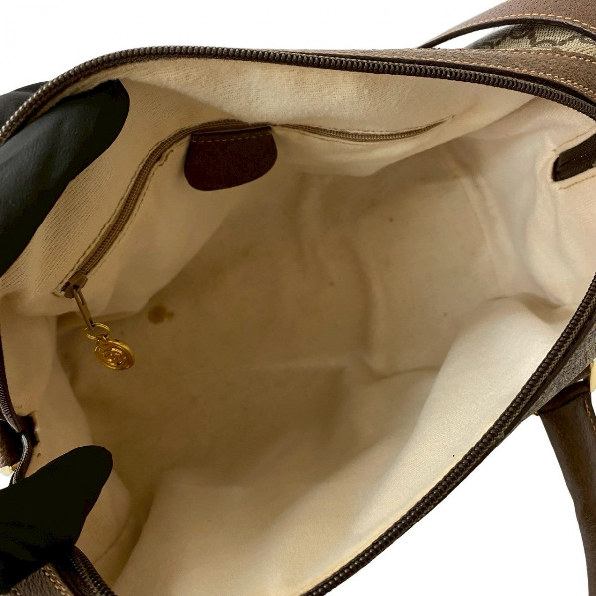 GUCCI Shoulder Bag Leather, PVC Brown GG logo Metal Women Used Authentic