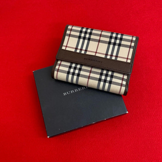 BURBERRY Tri-fold wallet leather Brown