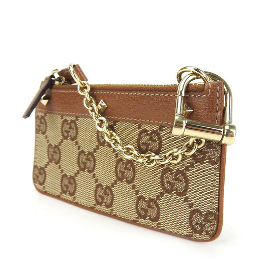 GUCCI Coin case 120971 GG canvas, leather Brown Women Used Authentic