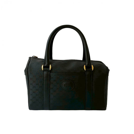 GUCCI Handbag Leather, PVC black Micro GG logo Women Used Authentic