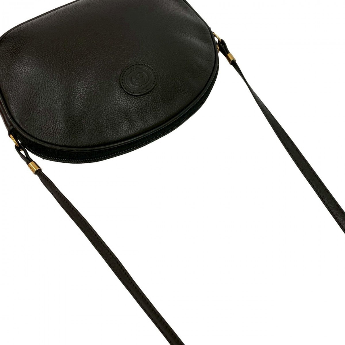 GUCCI Shoulder Bag leather black GG logo Women Used Authentic