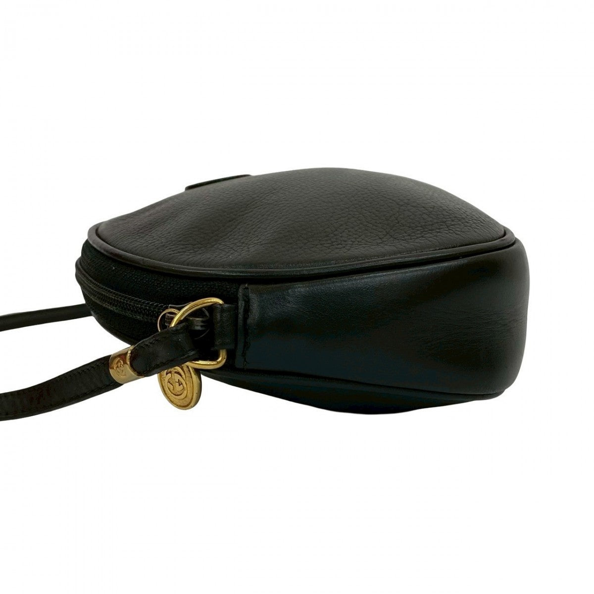 GUCCI Shoulder Bag leather black GG logo Women Used Authentic