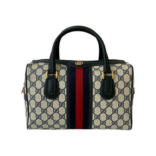 GUCCI Handbag leather Navy Sherry line