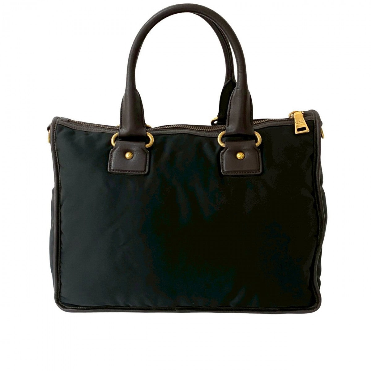 PRADA Shoulder Bag Nylon, Leather black Triangle Logo Metal Women Used Authentic