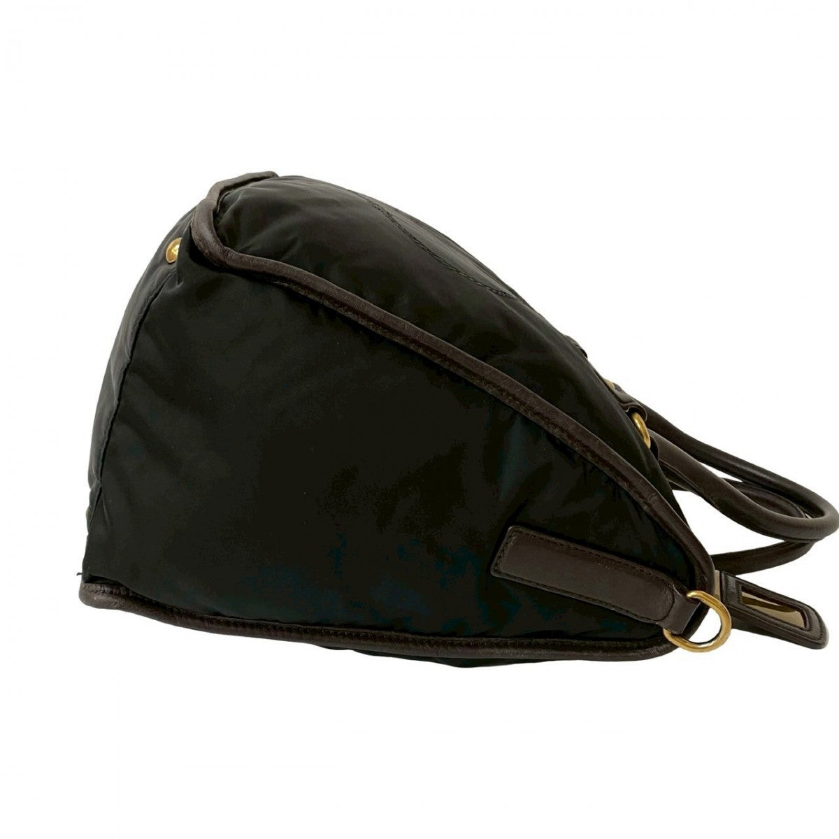 PRADA Shoulder Bag Nylon, Leather black Triangle Logo Metal Women Used Authentic