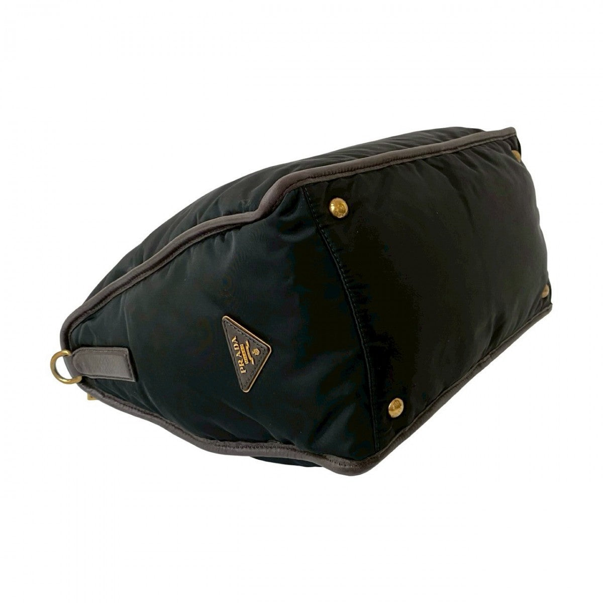 PRADA Shoulder Bag Nylon, Leather black Triangle Logo Metal Women Used Authentic