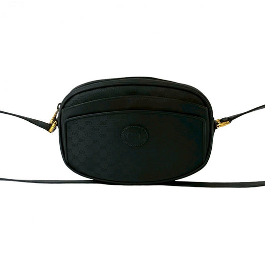 GUCCI Shoulder Bag Leather, PVC black Micro GG logo Women Used Authentic