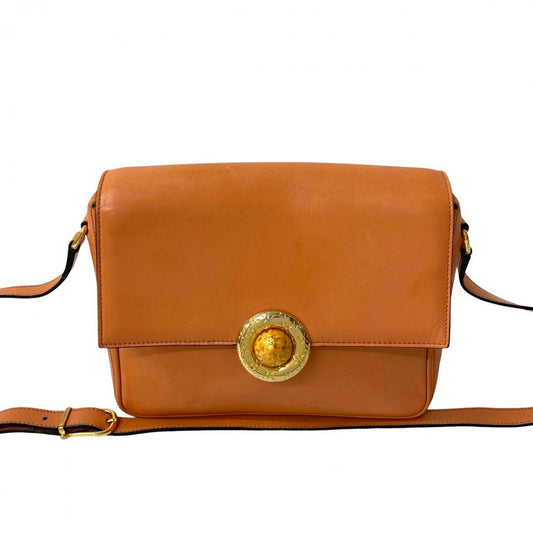 CELINE Shoulder Bag leather Orange Star Ball Metal Women Used Authentic