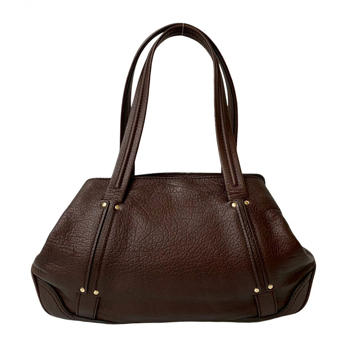 CELINE Handbag leather Brown Triomphe logo embossed Women Used Authentic