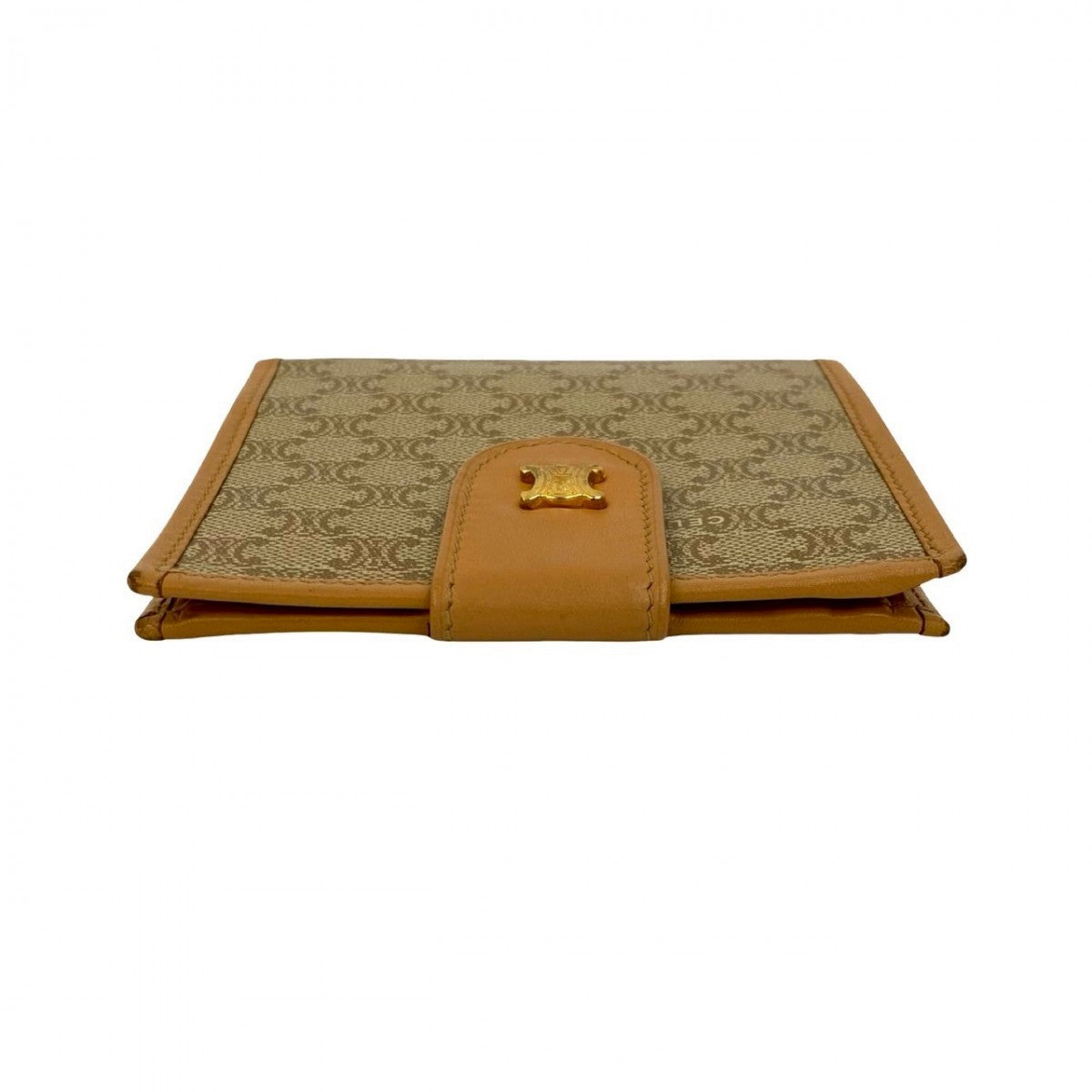 CELINE Bifold Wallet Leather, PVC beige Macadam Blason Triomphe Pattern Women Used Authentic
