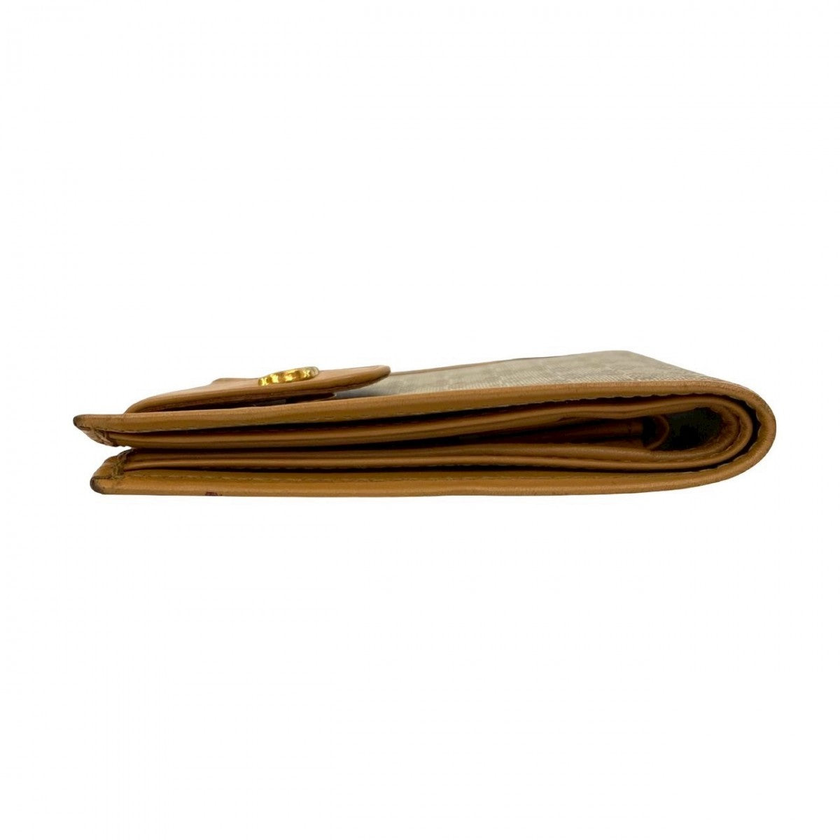 CELINE Bifold Wallet Leather, PVC beige Macadam Blason Triomphe Pattern Women Used Authentic