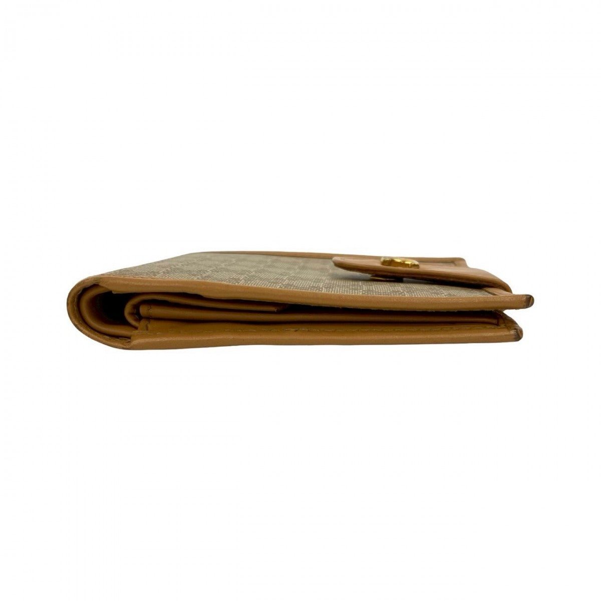 CELINE Bifold Wallet Leather, PVC beige Macadam Blason Triomphe Pattern Women Used Authentic