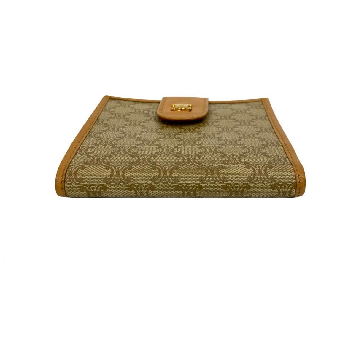 CELINE Bifold Wallet Leather, PVC beige Macadam Blason Triomphe Pattern Women Used Authentic