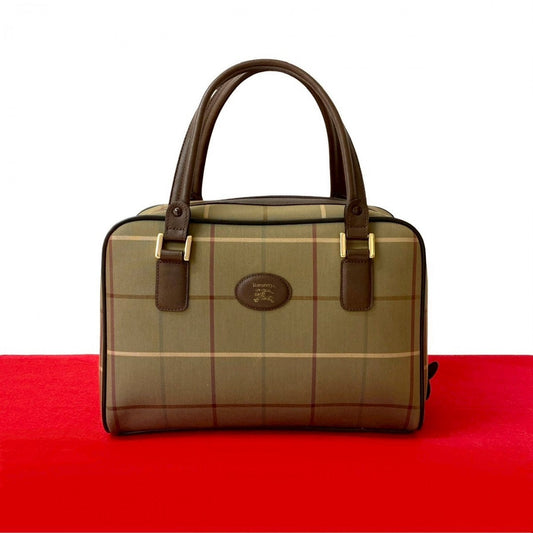 BURBERRY Handbag Canvas, Leather Brown Nova Check Shadow Horse logo Women Used Authentic
