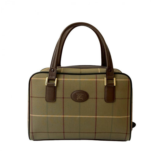 BURBERRY Handbag Canvas, Leather Brown Nova Check Shadow Horse logo Women Used Authentic