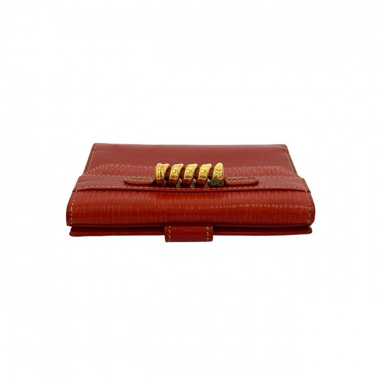 LOEWE Bifold Wallet leather Red Twisted Metal Velazquez Women Used Authentic
