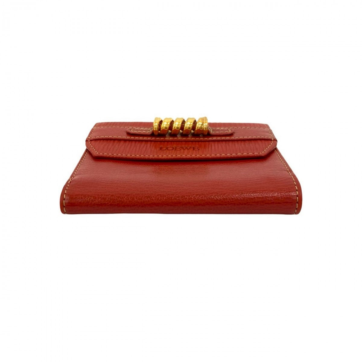 LOEWE Bifold Wallet leather Red Twisted Metal Velazquez Women Used Authentic