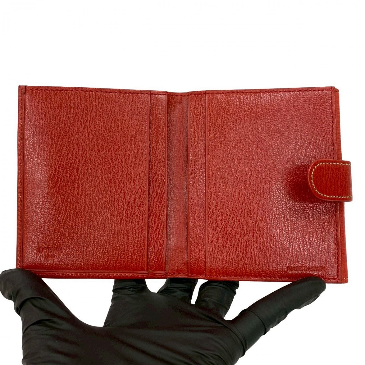 LOEWE Bifold Wallet leather Red Twisted Metal Velazquez Women Used Authentic
