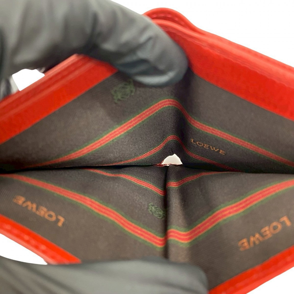 LOEWE Bifold Wallet leather Red Twisted Metal Velazquez Women Used Authentic