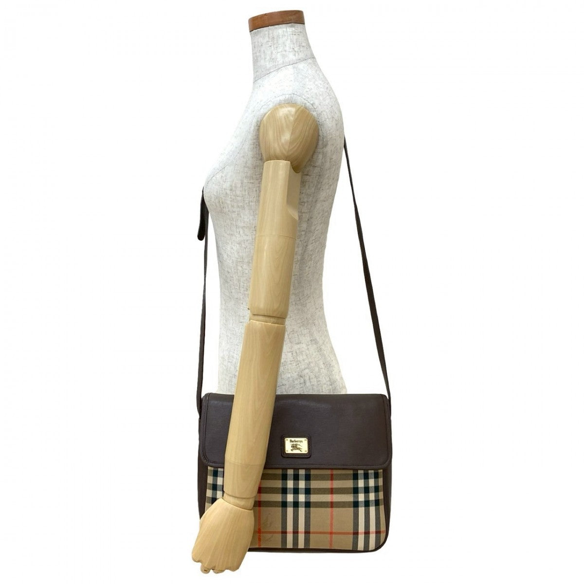 BURBERRY Shoulder Bag Canvas, Leather Brown Nova Check Shadow Horse logo Women Used Authentic