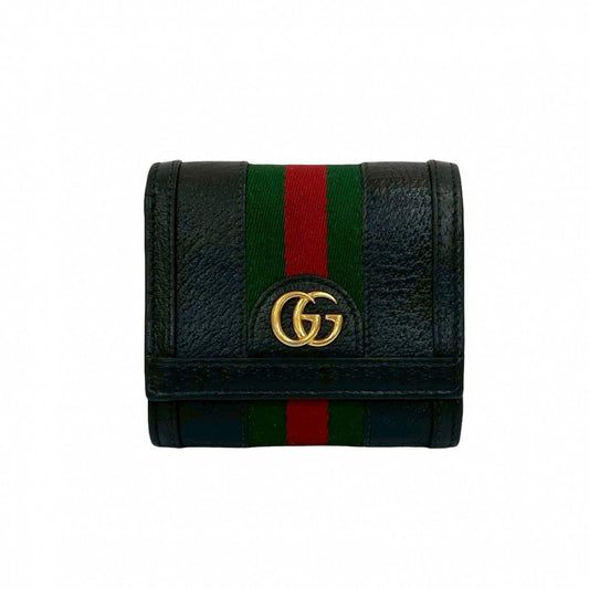 GUCCI Bifold Wallet leather black GG Marmont Ophidia