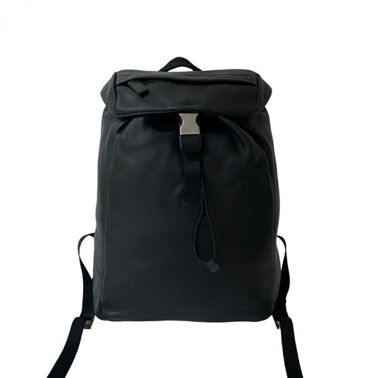 PRADA Backpack leather black PRADA logo Metal mens(Unisex) Used Authentic