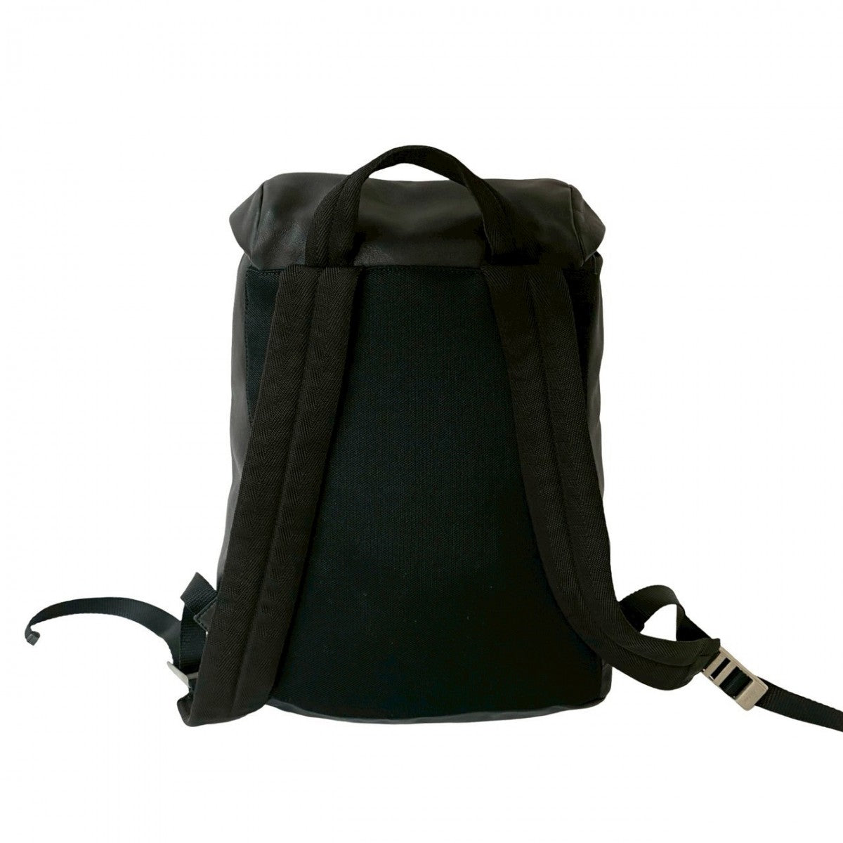 PRADA Backpack leather black PRADA logo Metal mens(Unisex) Used Authentic