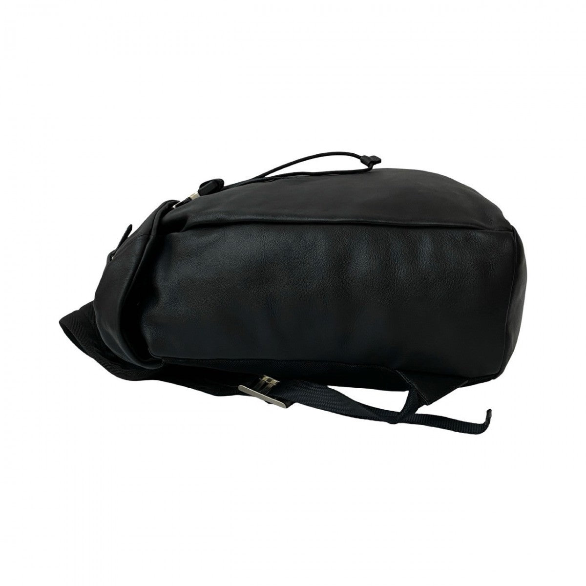PRADA Backpack leather black PRADA logo Metal mens(Unisex) Used Authentic