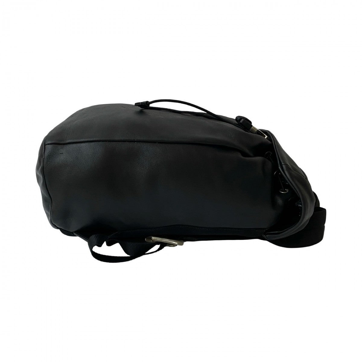 PRADA Backpack leather black PRADA logo Metal mens(Unisex) Used Authentic