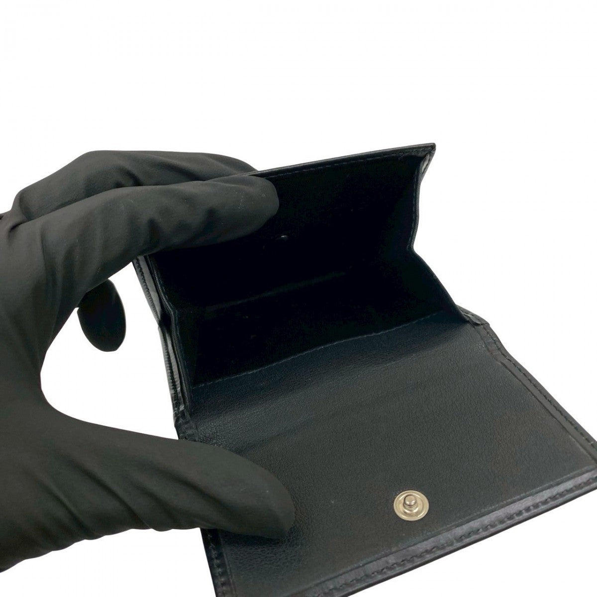 LOEWE Bifold Wallet leather black logo Women Used Authentic