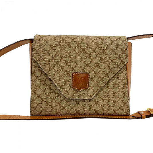 CELINE Shoulder Bag Leather, PVC beige Macadam Blason Triomphe Women Used Authentic