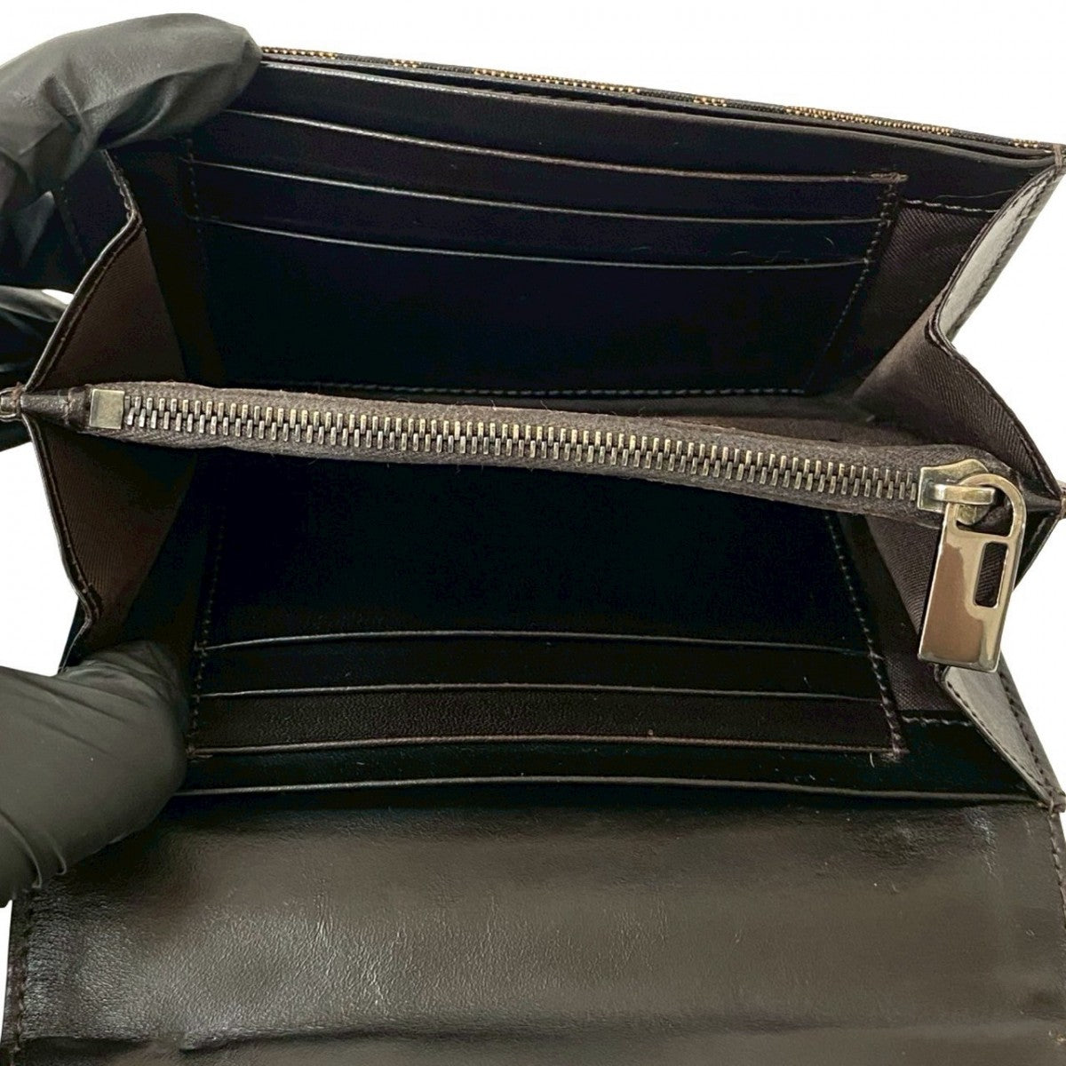 FENDI Bifold Wallet Canvas, Leather Brown Zucca FF logo Pattern Women Used Authentic